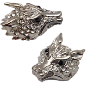 Tussenstuk  Wolf - Zilver strass